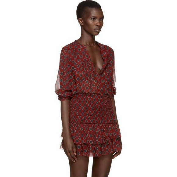 Isabel Marant Tops - ISABEL MARANT Shirt Womens 34 XS Rust Red Polka Dot Sheet Silk Long Sleeve